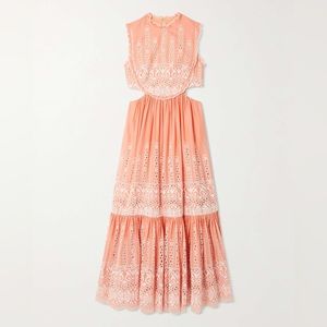 ZIMMERMANN NET SUSTAIN cutout broderie anglaise cotton-voile midi dress
